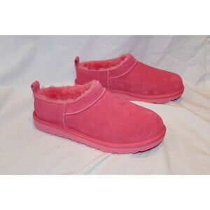 UGG MICRO MINI SUEDE SHEARLING LINED BOOTS PBLM PINK YOUTH 6 WOMEN'S 7.5-8 NEW